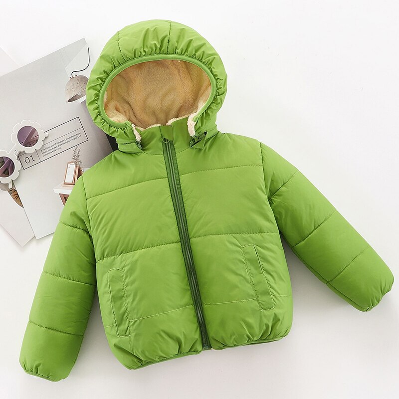 New Arrival Winter Baby Toddler Causal Fluff Solid Long-sleeve Hooded Cotton Coat Toddler Unisex Sweet Coats Kids Clothes