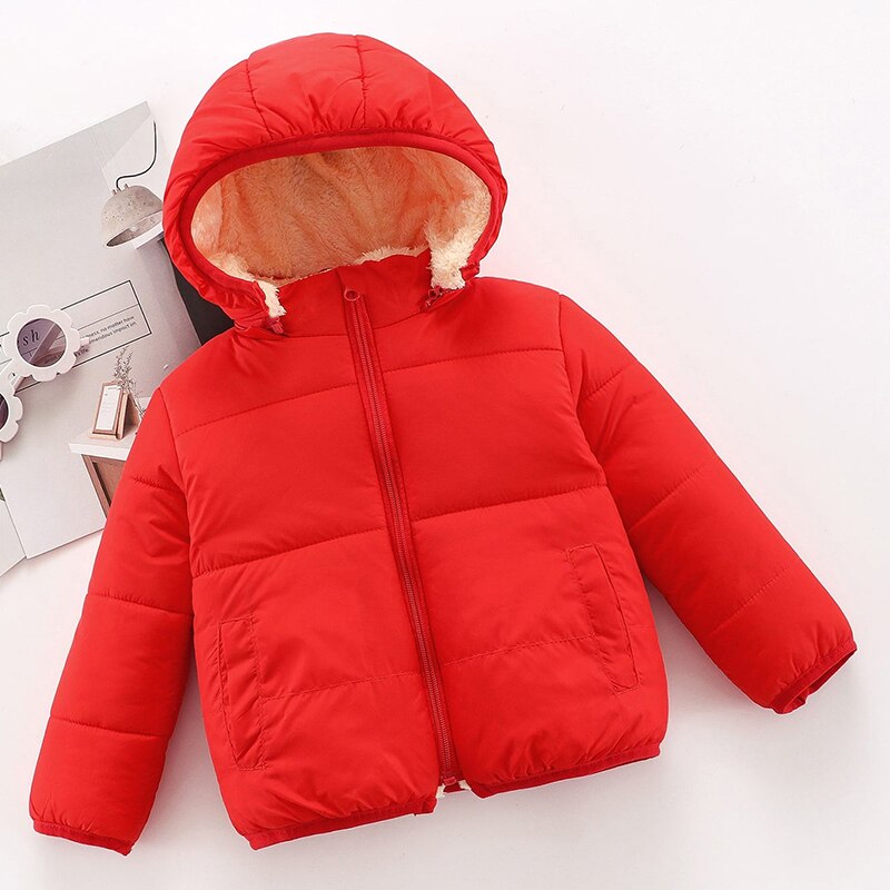 New Arrival Winter Baby Toddler Causal Fluff Solid Long-sleeve Hooded Cotton Coat Toddler Unisex Sweet Coats Kids Clothes
