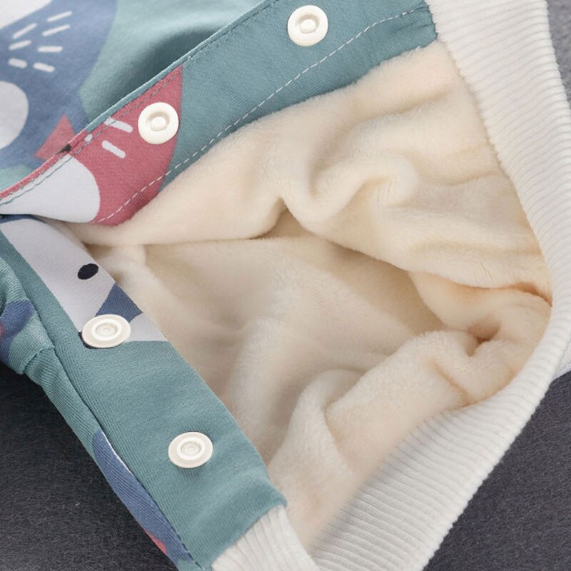 New Arrival Winter Warm and Soft Hooded Long-sleeve Fleece Lining Baby One Piece Baby Clothes