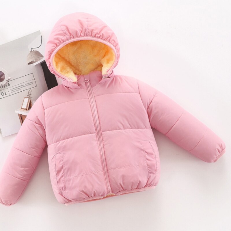 New Arrival Winter Baby Toddler Causal Fluff Solid Long-sleeve Hooded Cotton Coat Toddler Unisex Sweet Coats Kids Clothes