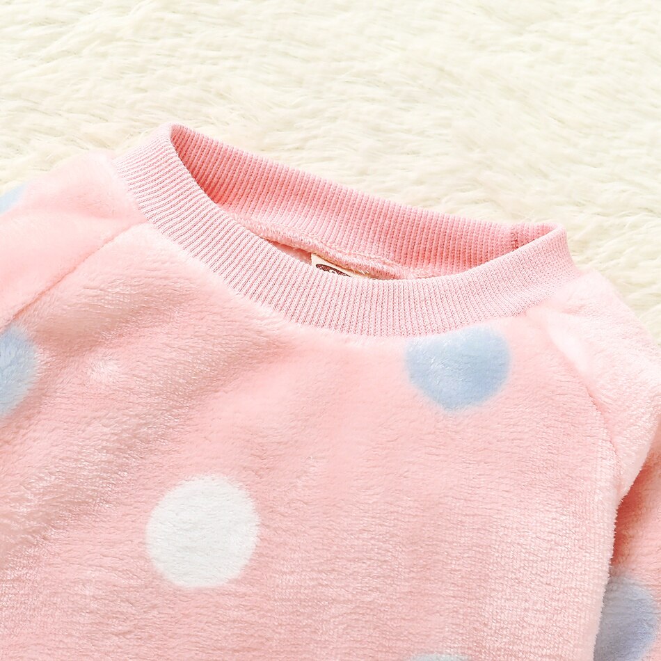 New Arrival Autumn and Winter 2pcs Baby Girl Sweet Polka dot Bab Sets winter warm clothes thick sweater Outfit