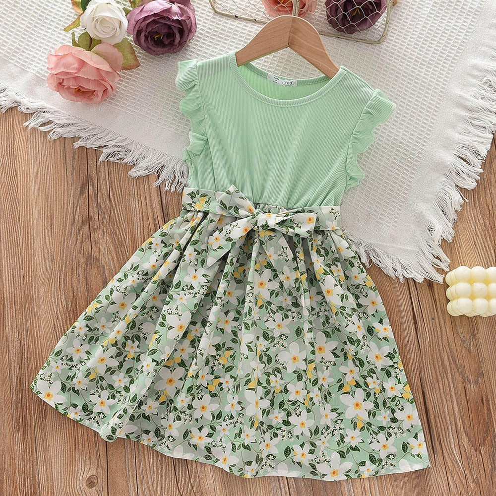 Summer Girls Clothes Short Sleeve  Flowers Embroidery dress