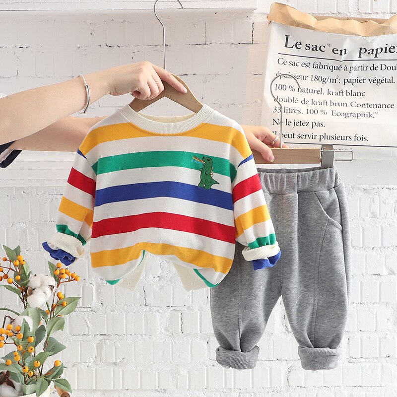 Autumn Toddler Boys Clothes Casual Kids Boys Clothes Plaid T-shirt Top Pant
